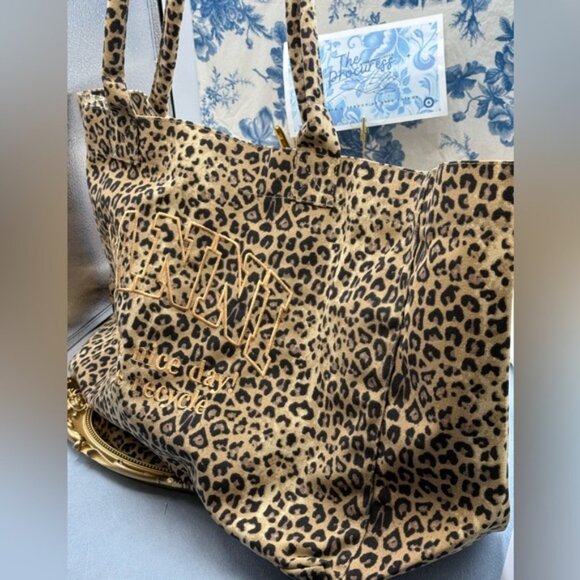 🆕 GANNI 🧿 NWOT Oversized XXL Canvas Tote Bag, Leopard Print - Picture 5 of 15